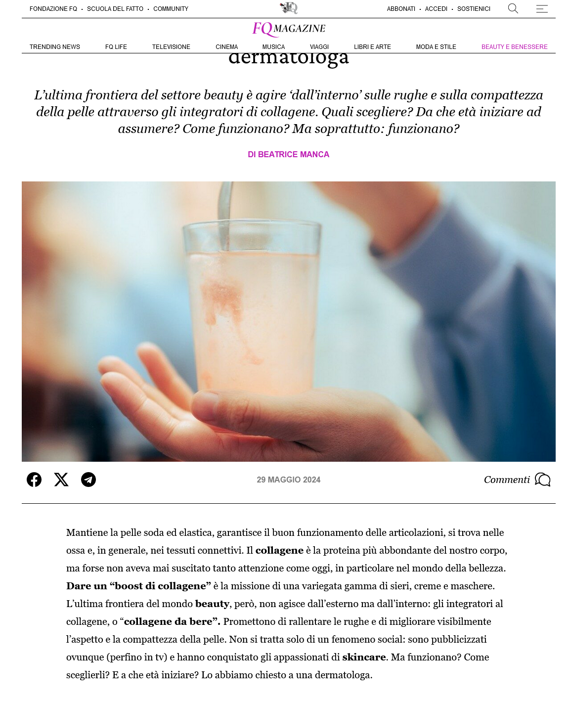 IlFattoQuotidiano - Collagene da bere