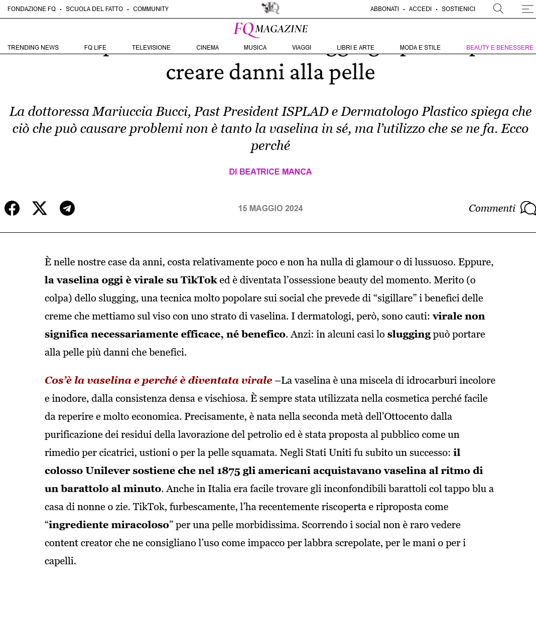 IlFattoQuotidiano - Vaselina Trend