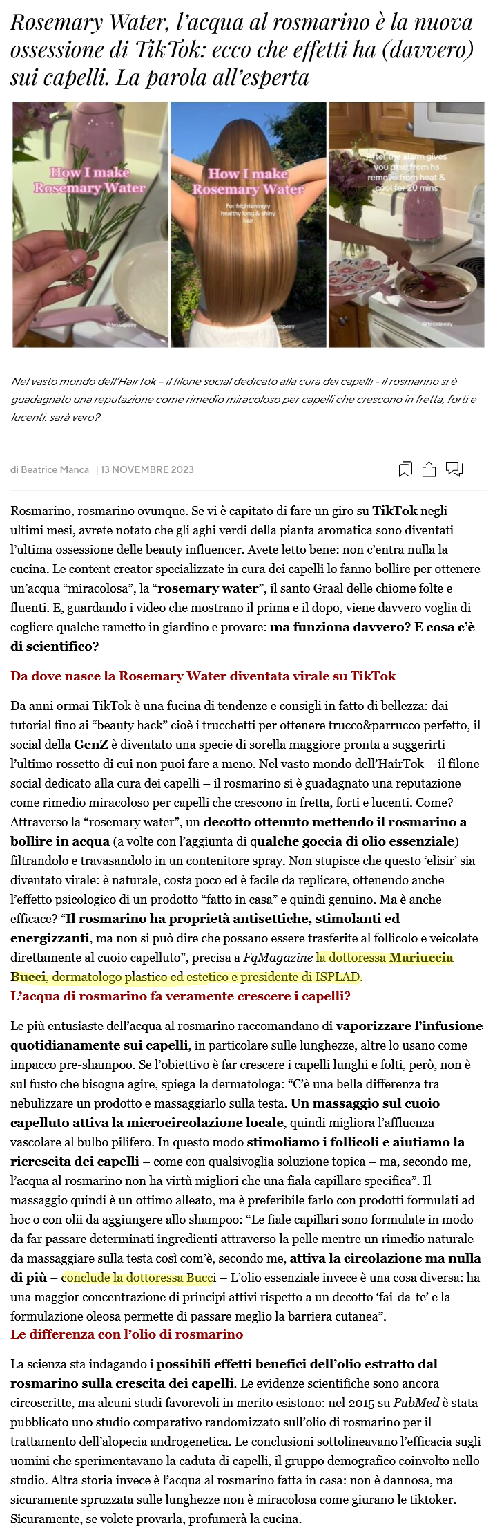 Rosemary Water, l'acqua al rosmarino è la nuova ossessione di TikTok: ecco  che effetti ha (davvero) sui capelli. La parola all'esperta - Il Fatto  Quotidiano