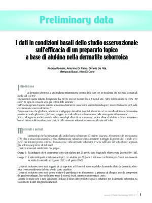 Journal of plastic dermatology - Efficacia di un preparato topico a base di akulina nella dermatite seborroica